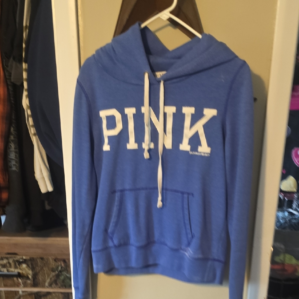 PINK Victoria's Secret Blue Hoodie Sweater Y2k